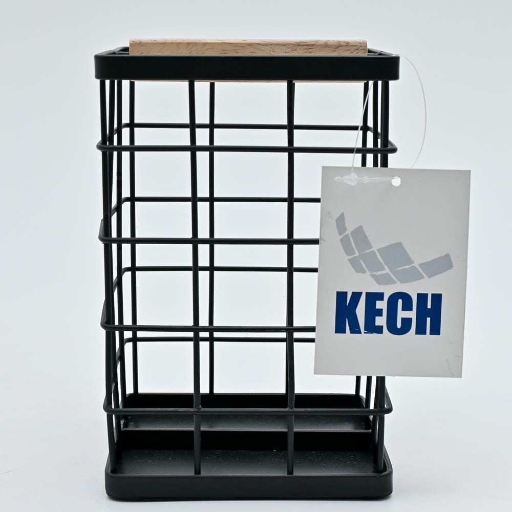 KITCHEN HOLDER SQUARE WOOD KECH 14X14X19.5CM BLACK