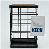 KITCHEN HOLDER SQUARE WOOD KECH 14X14X19.5CM BLACK