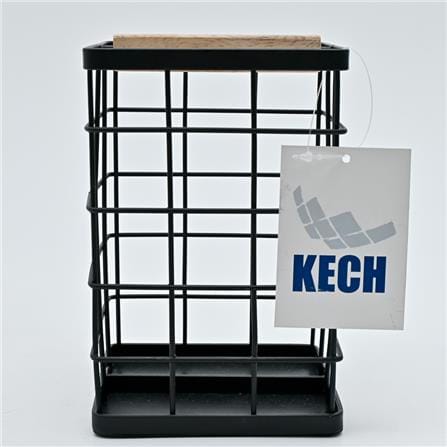 KITCHEN HOLDER SQUARE WOOD KECH 14X14X19.5CM BLACK