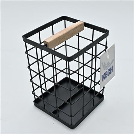 KITCHEN HOLDER SQUARE WOOD KECH 14X14X19.5CM BLACK
