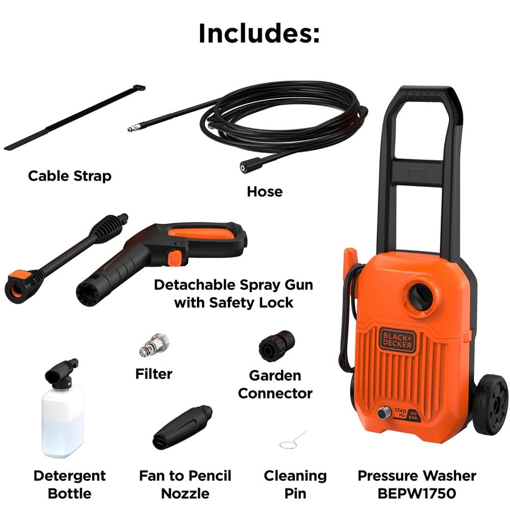 BLACK & DECKER BEPW1750 1500W 120BAR PRESSURE CLEANER