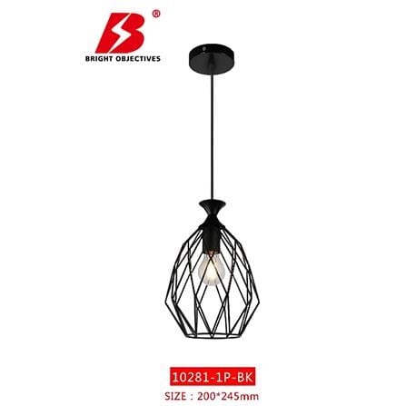 BRIGHT OBJECTIVES CHANDELIER 10281-1P-BK 200MM BLACK