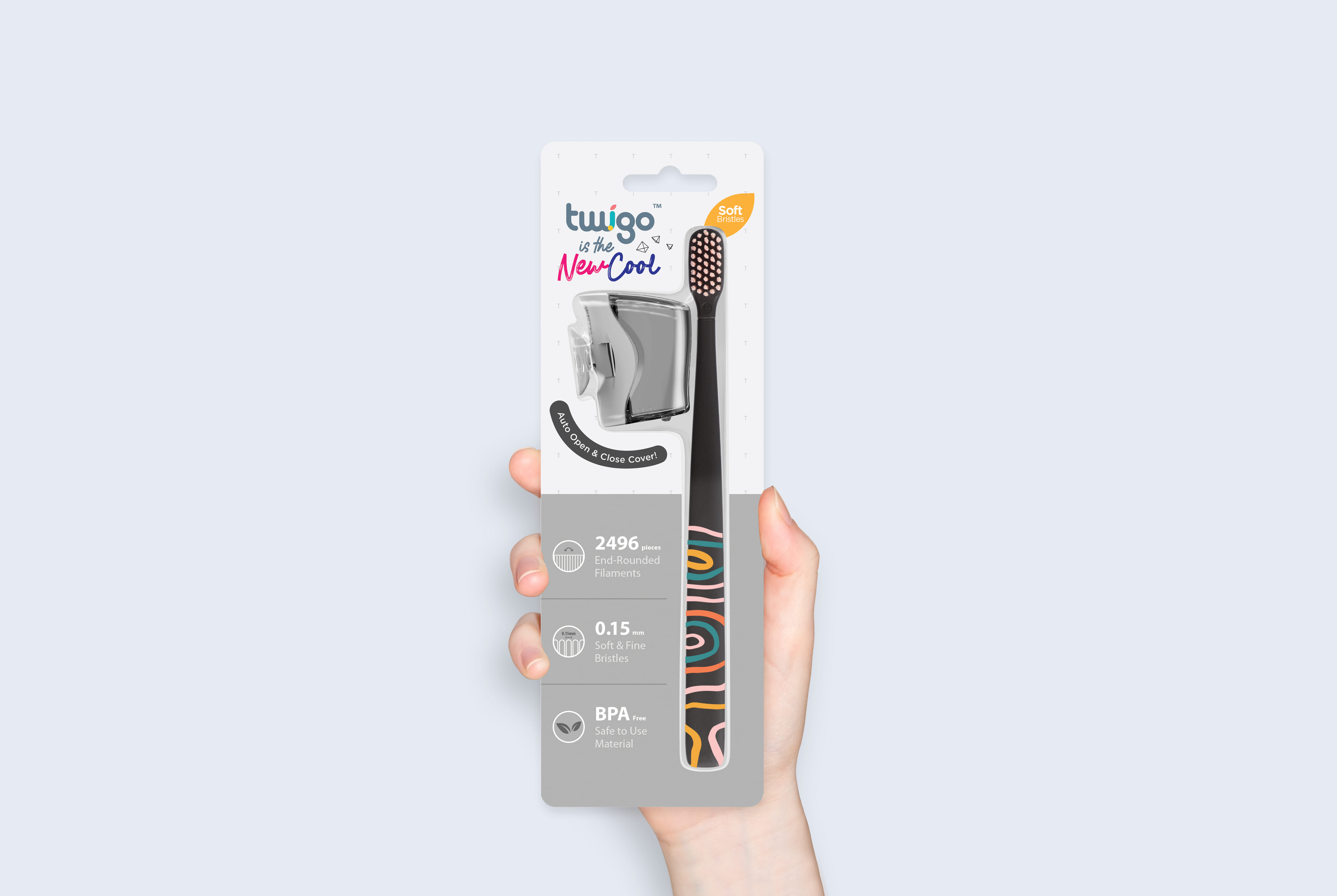 FLIPPER TWIGO BASIC COMBO ADULT TOOTHBRUSH + TOOTHBRUSH HOLDER F30804-00 SMOKE