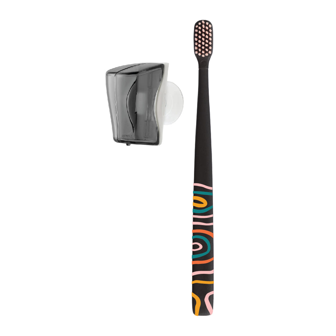 FLIPPER TWIGO BASIC COMBO ADULT TOOTHBRUSH + TOOTHBRUSH HOLDER F30804-00 SMOKE