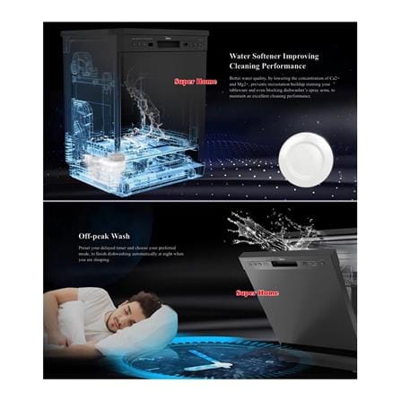 MIDEA FREE STANDING DISHWASHER WQP12-5201F 7PROGRAMS DIGITAL