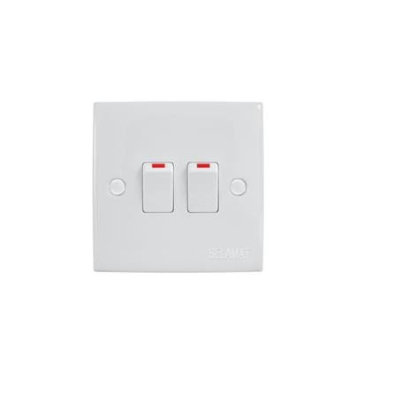 10A 2GANG 1WAY SWITCH MS102L  SELAMAT