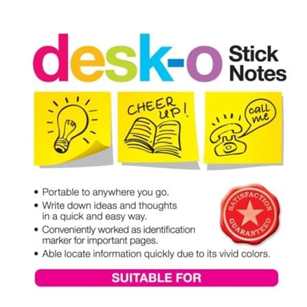 UNICORN STICK NOTE 76X100 MM 100 SHEETS YELLOW 123Y