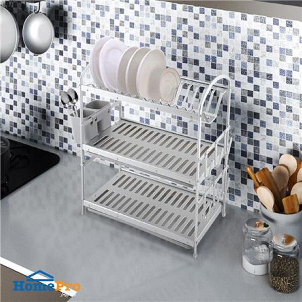 DISH RACK ALUMINIUM 3 TIER KECH SILVER