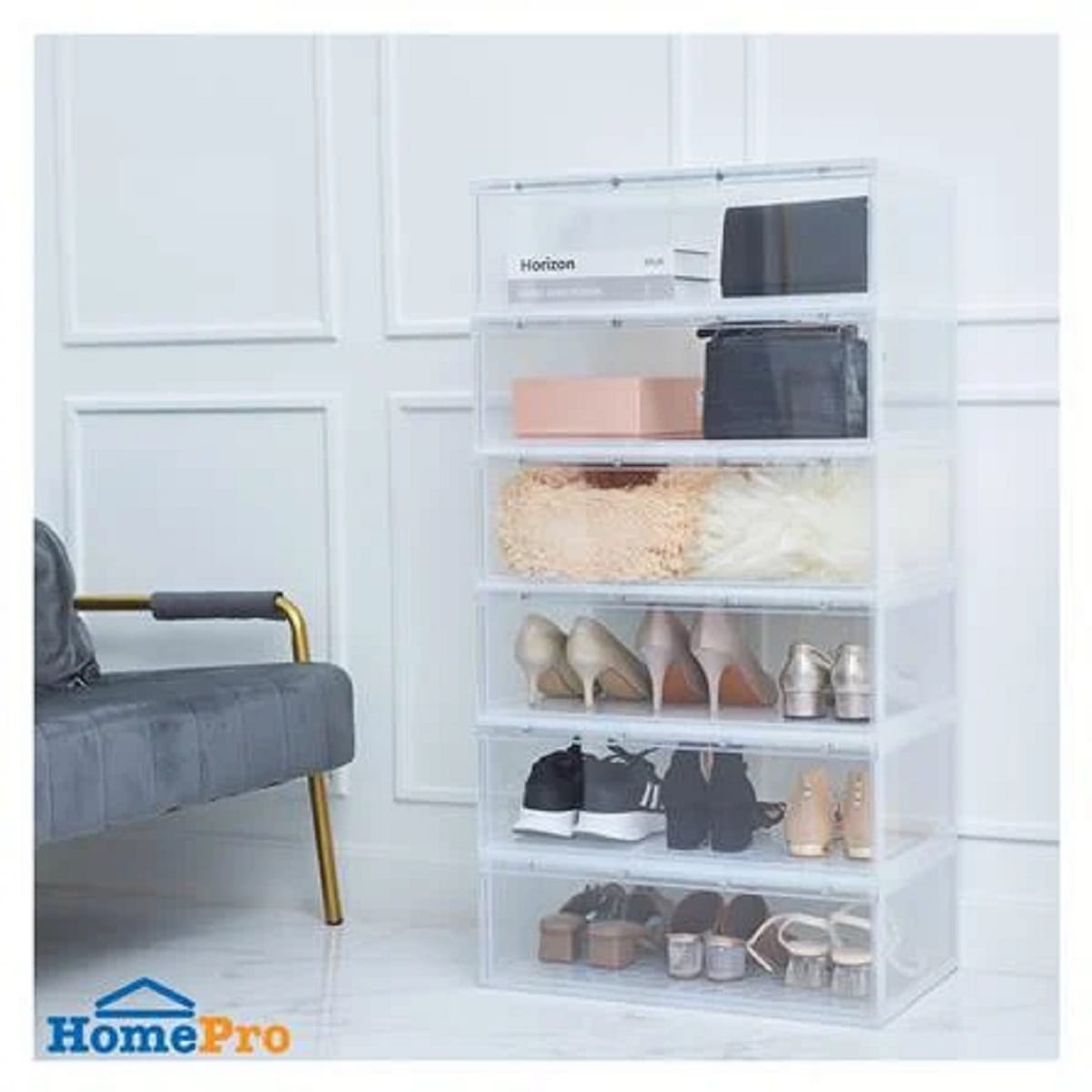SHOES BOX STACKO MAGNETIC LOCK 56x37x18.3CM 1018 CLEAR
