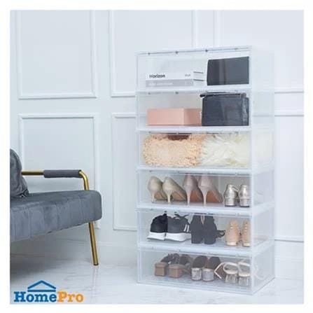SHOES BOX STACKO MAGNETIC LOCK 56x37x18.3CM 1018 CLEAR