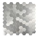 TARA PEEL & STICK ALUMINIUM WALL STICKER 29X28.8CM HONEYCOMB SILVER 2IN1