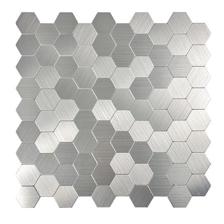 TARA PEEL & STICK ALUMINIUM WALL STICKER 29X28.8CM HONEYCOMB SILVER 2IN1