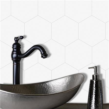 TARA PEEL & STICK ALUMINIUM WALL STICKER 30.1X26.1CM HEXAGON WHITE 2IN1