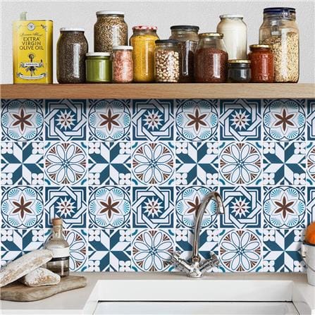 TARA PEEL & STICK VINYL WALL STICKER 30.5X30.5CM MOROCCAN BLUE 2IN1