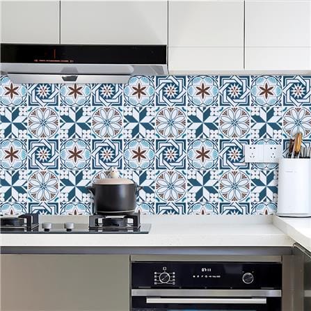 TARA PEEL & STICK VINYL WALL STICKER 30.5X30.5CM MOROCCAN BLUE 2IN1