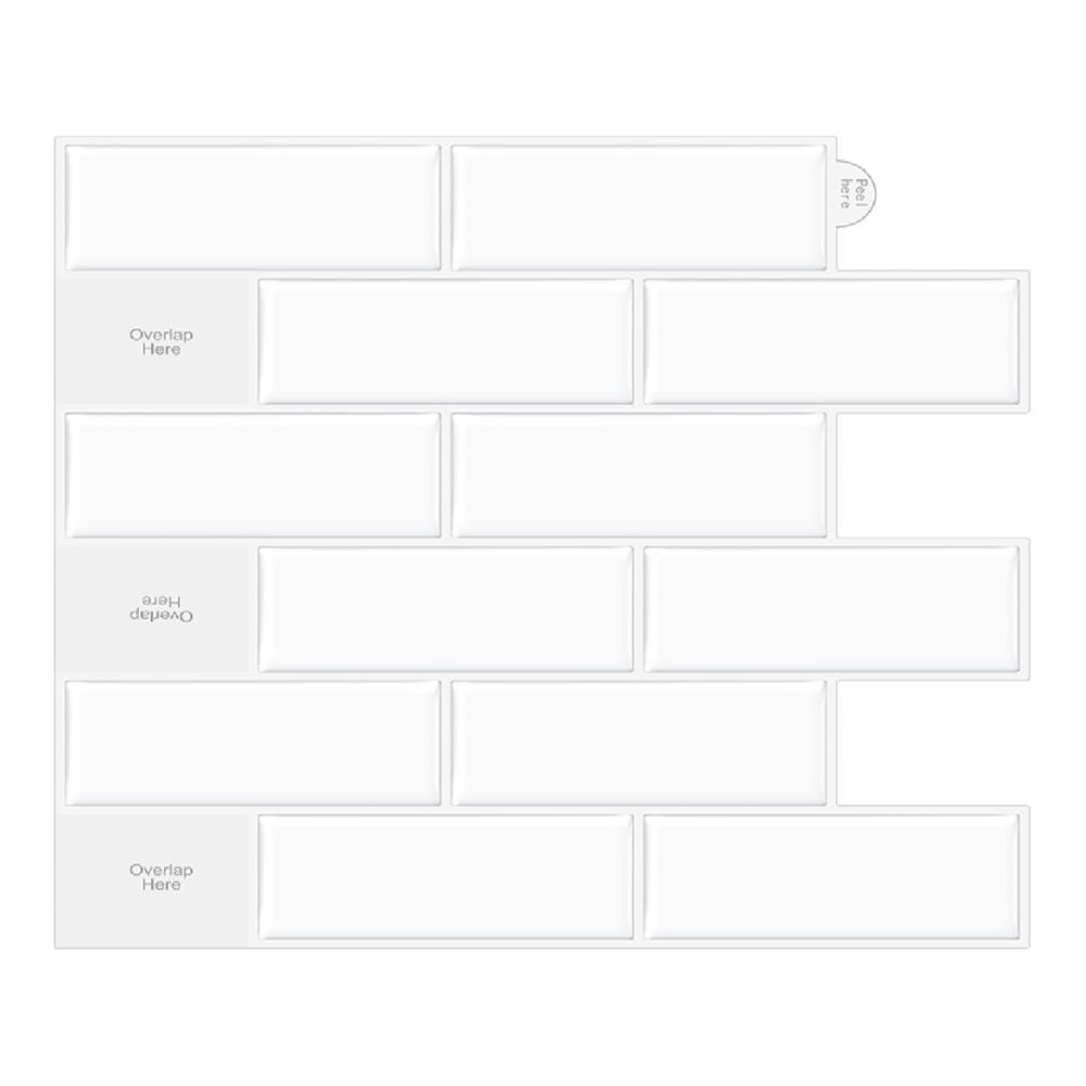 TARA PEEL & STICK VINYL WALL STICKER 30.5X30.5CM WHITE BRICK 2IN1
