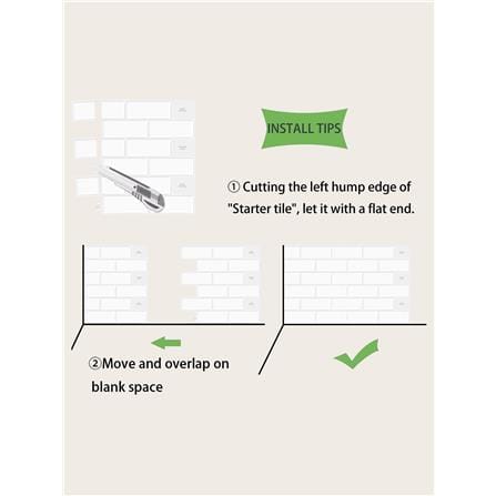 TARA PEEL & STICK VINYL WALL STICKER 30.5X30.5CM WHITE BRICK 2IN1