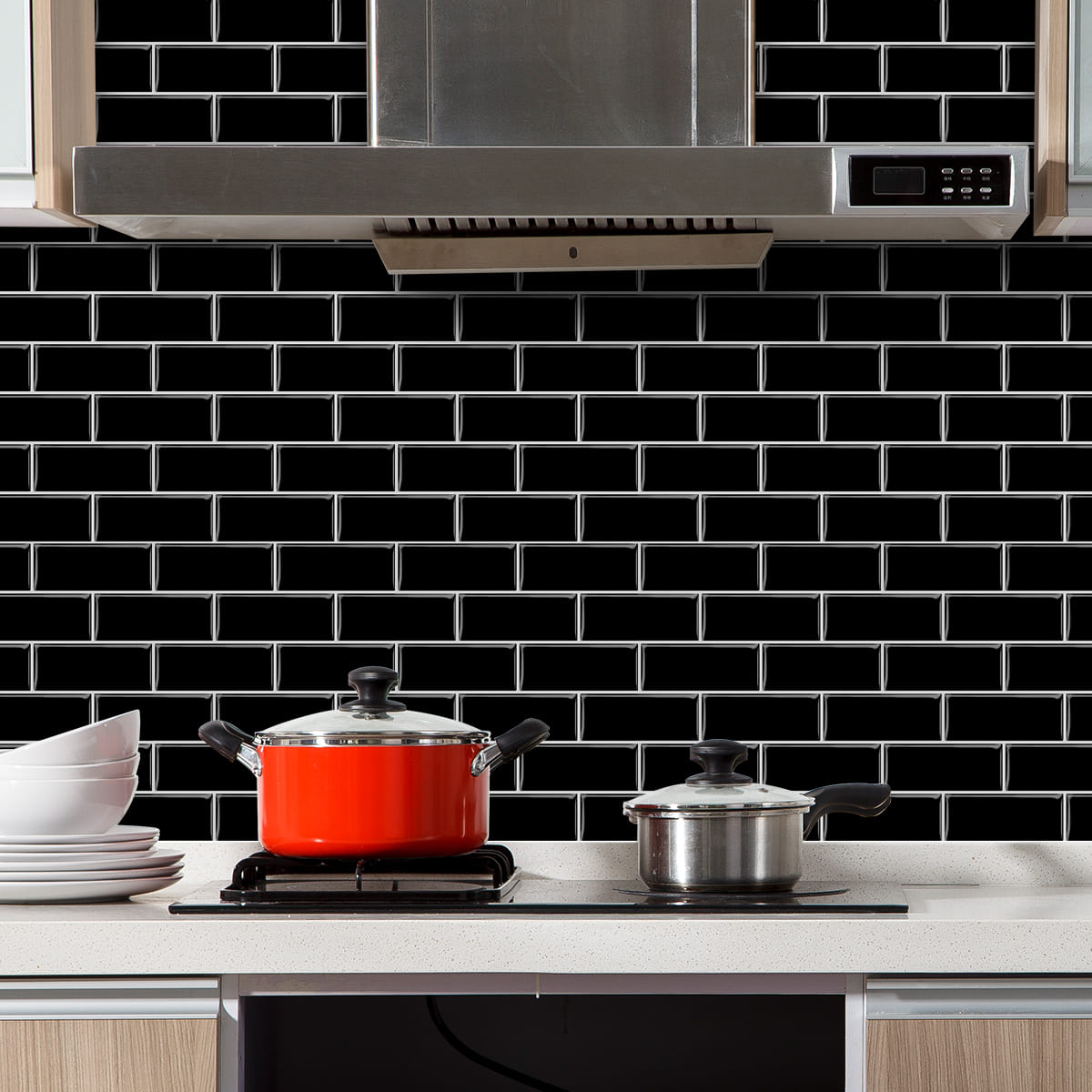TARA PEEL & STICK VINYL WALL STICKER 30.5X30.5CM BLACK BRICK 2IN1
