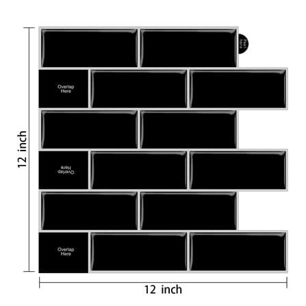 TARA PEEL & STICK VINYL WALL STICKER 30.5X30.5CM BLACK BRICK 2IN1