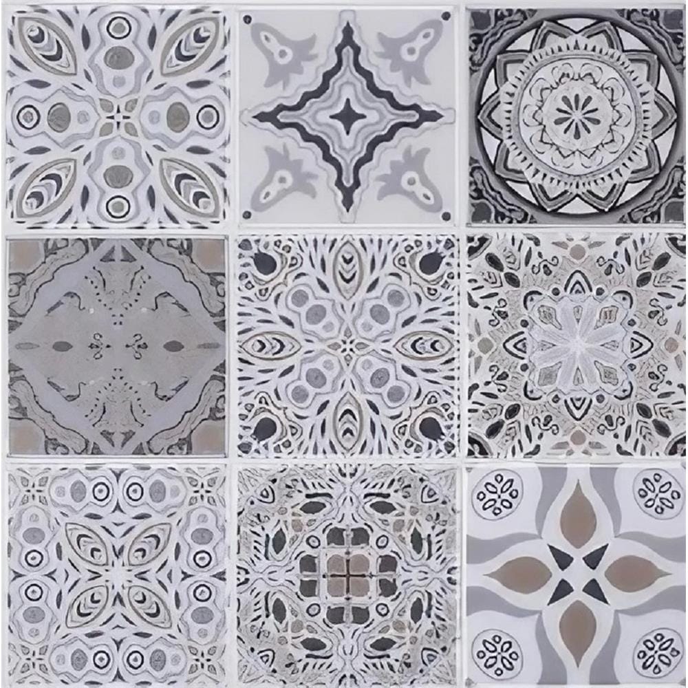 TARA PEEL & STICK VINYL WALL STICKER 30.5X30.5CM MOROCCAN GREY 2IN1