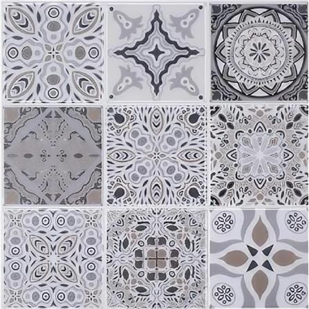 TARA PEEL & STICK VINYL WALL STICKER 30.5X30.5CM MOROCCAN GREY 2IN1