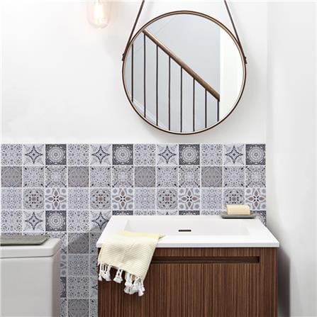 TARA PEEL & STICK VINYL WALL STICKER 30.5X30.5CM MOROCCAN GREY 2IN1