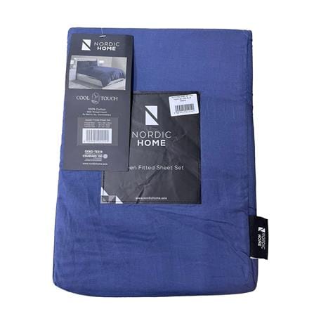 NORDIC HOME FITTED SHEET SET COOL TOUCH QUEEN JUNO BLUE
