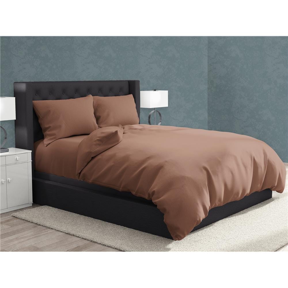 NORDIC HOME FITTED SHEET SET COOL TOUCH QUEEN DIA BROWN