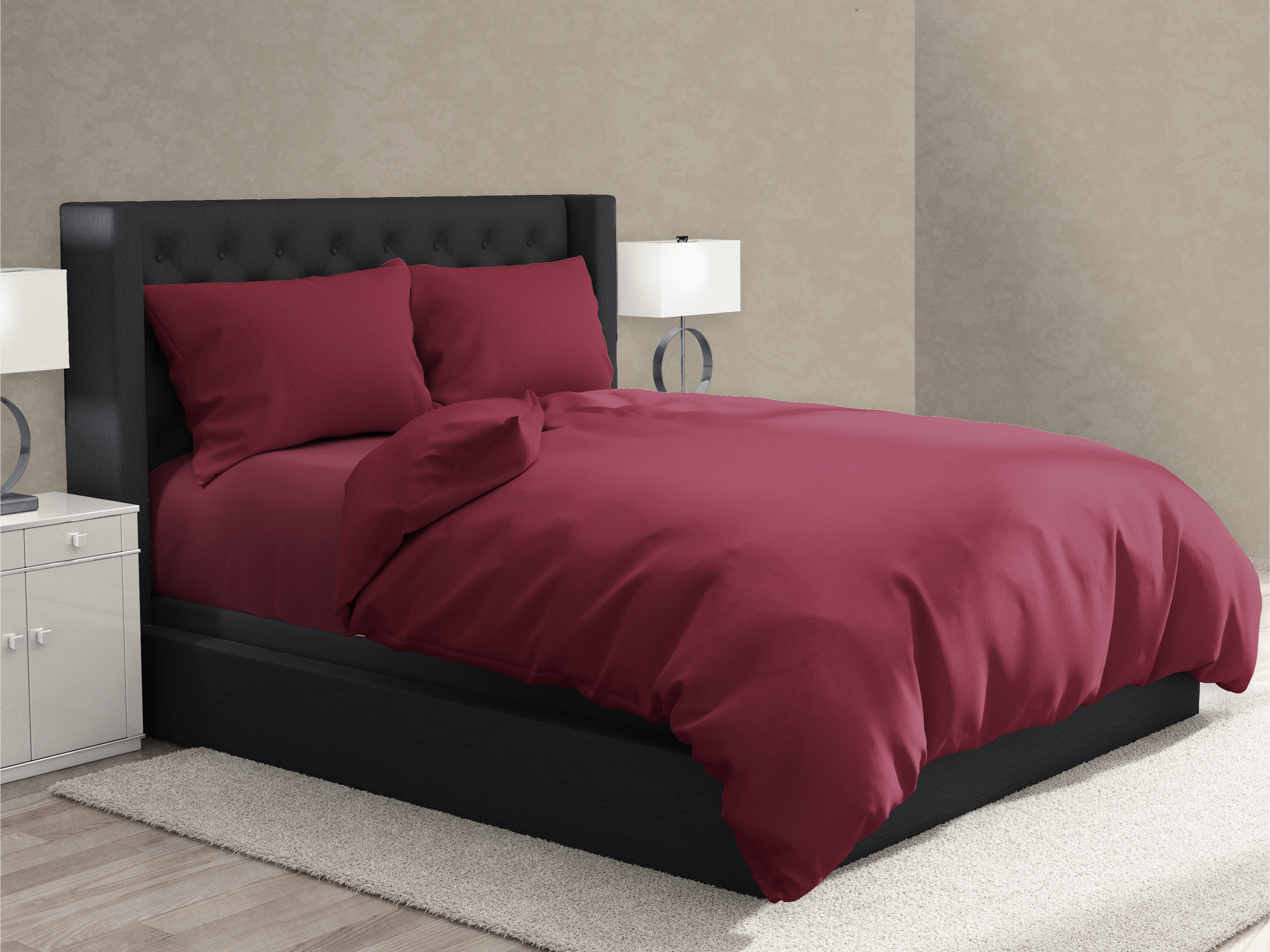 NORDIC HOME FITTED SHEET SET COOL TOUCH SUPER SINGLE JUNO RED