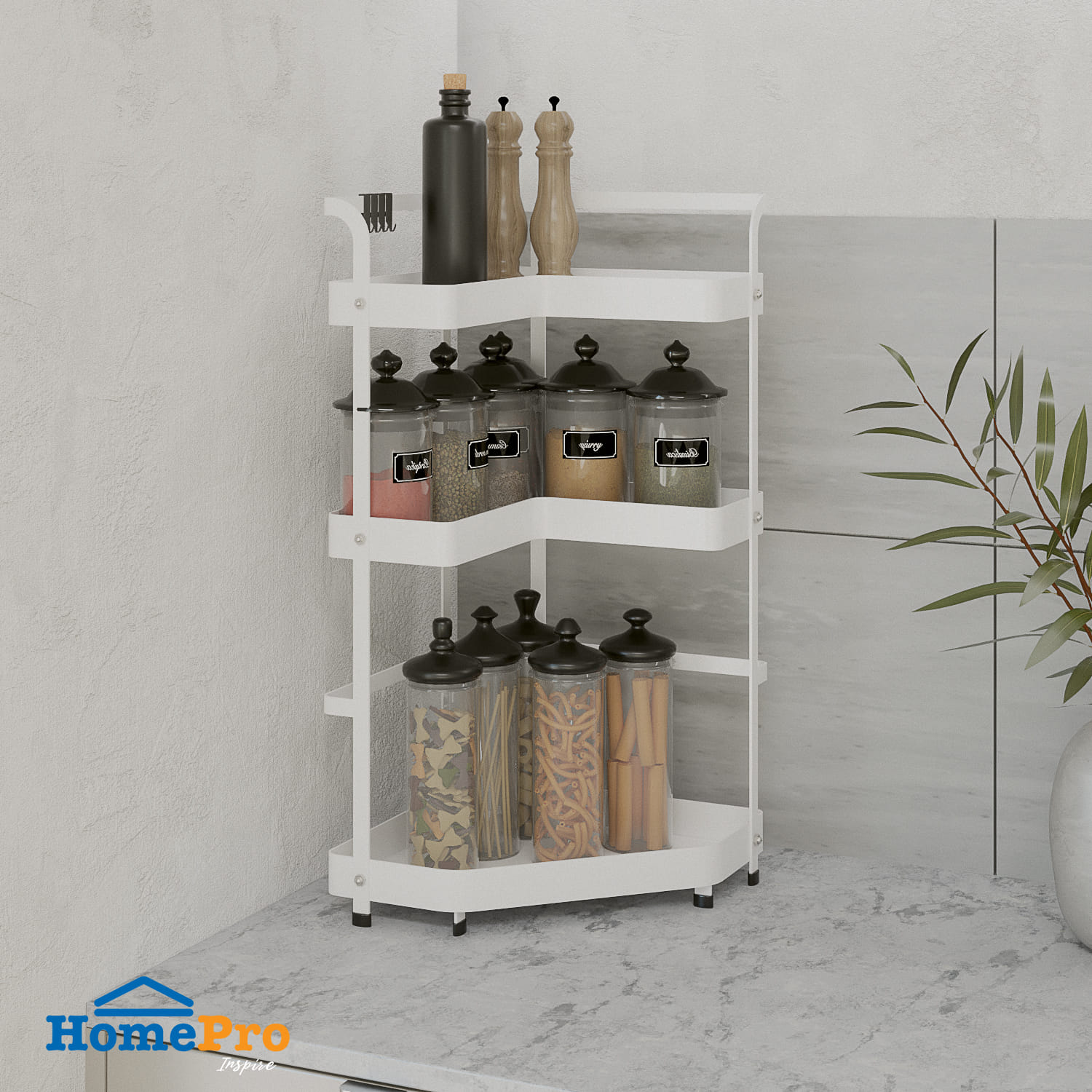 3-TIER CORNER RACK KECH MODISH WHITE YS-20646P