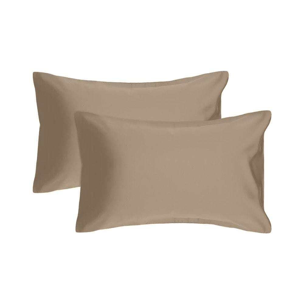 HLS PILLOWCASE COTTON SATEEN BROWN 2PCS