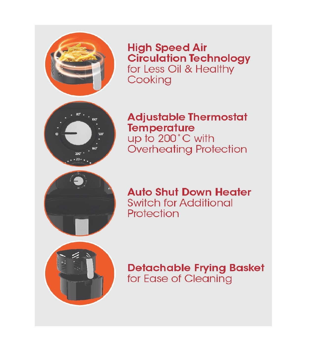 KHIND AIR FRYER ARF45 1400W 4.5L ANA