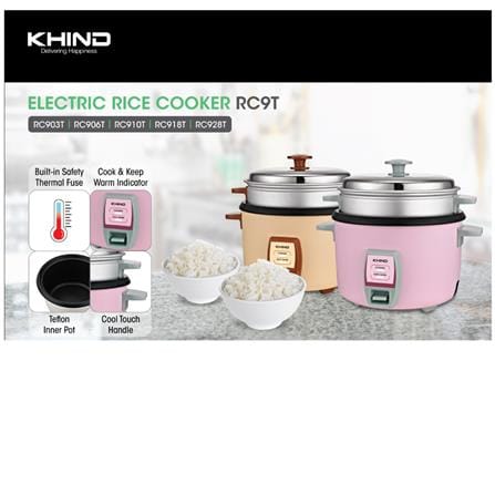 KHIND CONVENTIONAL RICE COOKER RC918T CREAM MAGNOLIA 480W 1.8L