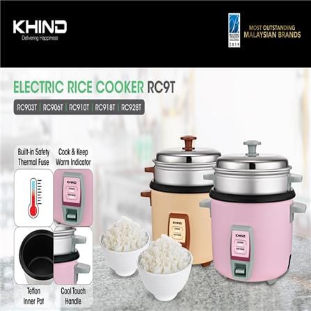 KHIND CONVENTIONAL RICE COOKER RC928T CREAM MAGNOLIA 670W 2.8L