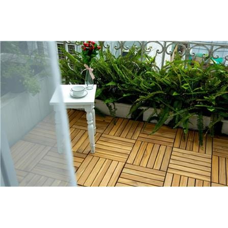 BeNK ACACIA DECK TILE 6SLAT 30X30 LIGHT BROWN