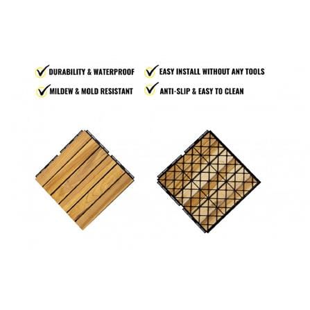 BeNK ACACIA DECK TILE 6SLAT 30X30 LIGHT BROWN