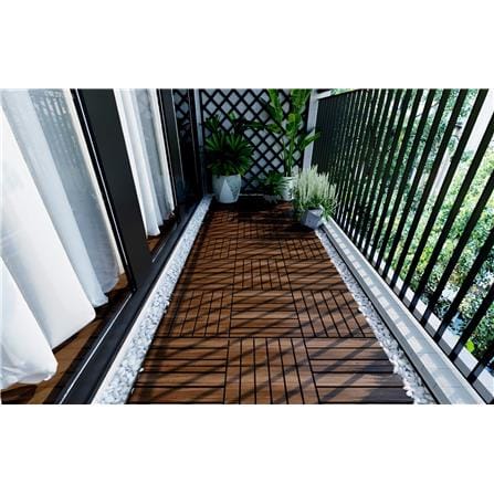 BeNK ACACIA DECK TILE 6SLAT 30X30 DARK BROWN