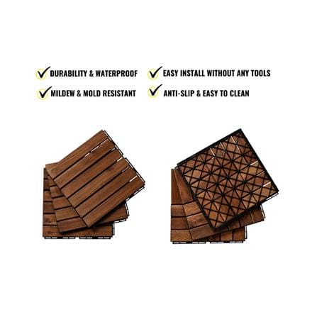 BeNK ACACIA DECK TILE 6SLAT 30X30 DARK BROWN