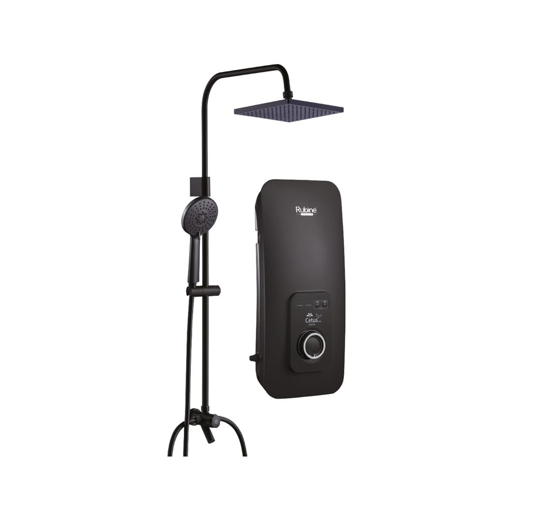 RUBINE SHOWER HEATER DC PUMP WITH RAIN SHOWER CE521D-MRSB SAND BLACK (MATTE BLACK SHOWER ACCESORIES SET)