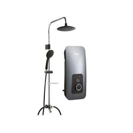 RUBINE SHOWER HEATER DC PUMP WITH RAIN SHOWER CE521D-SRIG IRON GREY (BLACK SHOWER ACCESORIES SET)