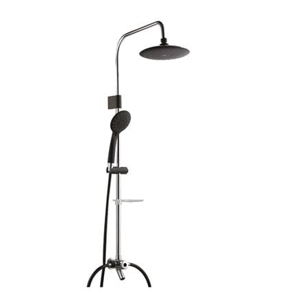 RUBINE SHOWER HEATER DC PUMP WITH RAIN SHOWER CE521D-SRIG IRON GREY (BLACK SHOWER ACCESORIES SET)