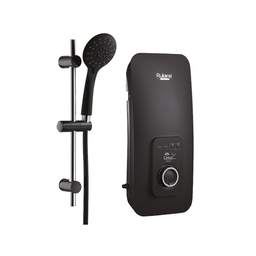 RUBINE WATER HEATER DC WITH PUMP HAND SHOWER CE521D-BSB SAND BLACK (BLACK SHOWER ACCESSORIES SET)