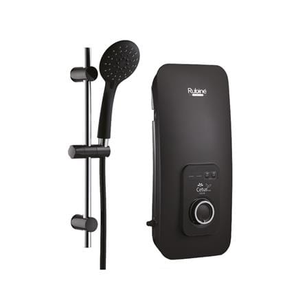 RUBINE WATER HEATER DC WITH PUMP HAND SHOWER CE521D-BSB SAND BLACK (BLACK SHOWER ACCESSORIES SET)