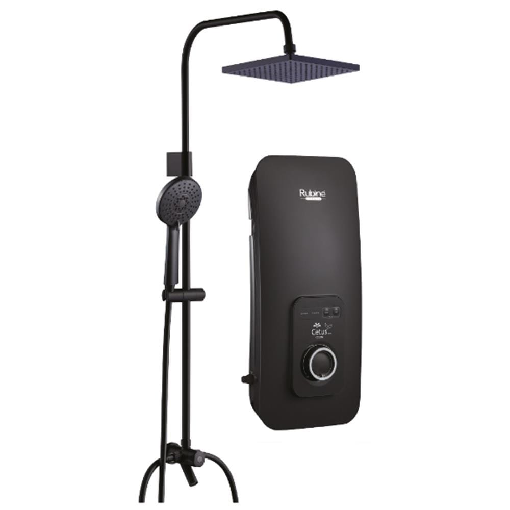 RUBINE SHOWER HEATER DC PUMP WITH RAIN SHOWER CE521D-SRSB SAND BLACK (BLACK ACCESORIES SHOWER SET)