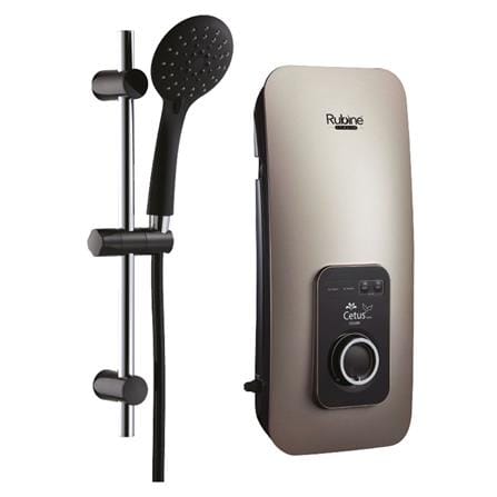RUBINE SHOWER HEATER DC PUMP WITH HAND SHOWER CE521D-SCG CHAMPAGNE GOLD (BLACK ACCESSORIES SHOWER SET)