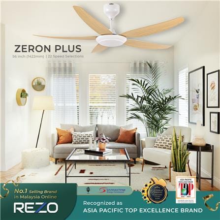 CEILING FAN ZERON PLUS 56 LIGHT WOOD REZO ABS 56"