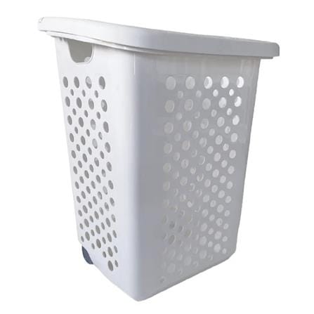 LAUNDRY BASKET WITH WHEELS PLIM WHITE 50X37X64CM