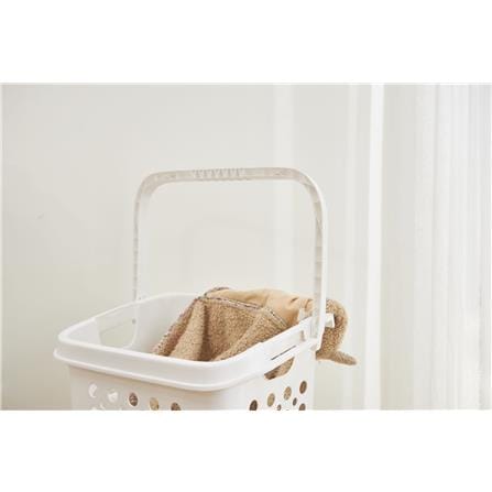 LAUNDRY BASKET WITH WHEELS PLIM WHITE 50X37X64CM