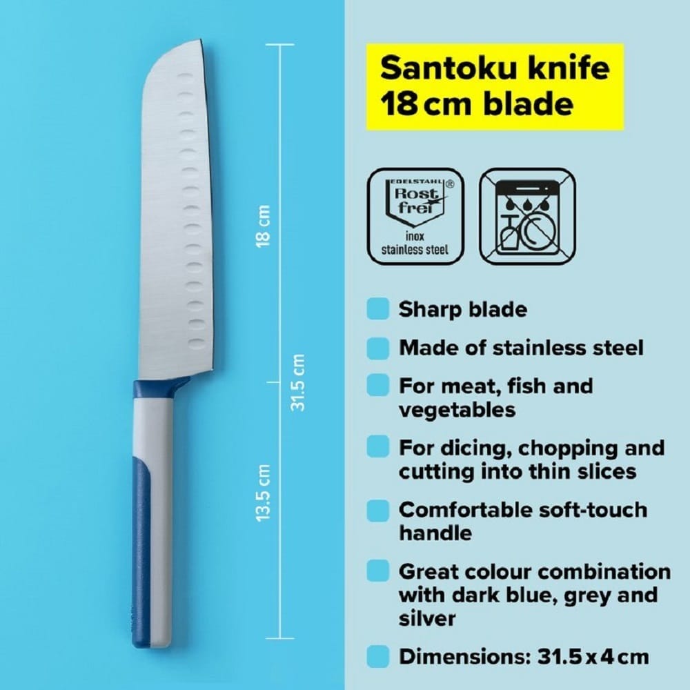 FACKELMANN TASTY SANTOKU KNIFE 7IN  WITH PP/TPR HANDLE  678244