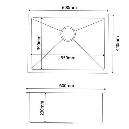 CABANA BUILT-IN UNDERMOUNT SINK 1BOWL CKS7306 60CM